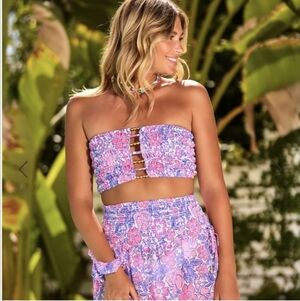 BNWOT Beach Bunny Swimwear Remi Bandeau Top Pink Lavender